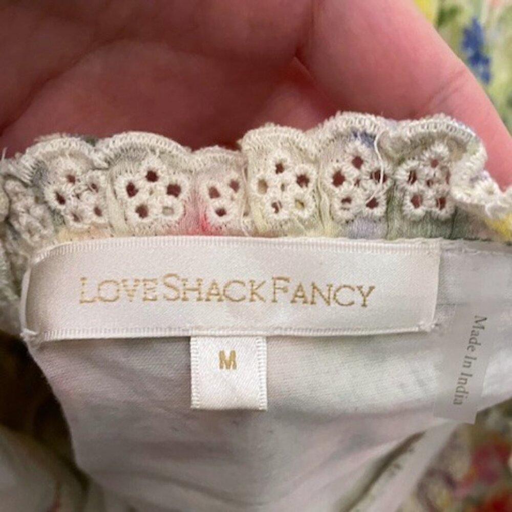 LoveShackFancy Short Sleeve Floral Aldina Mini Dress Rainbow Skies Size Medium - Picture 12 of 16